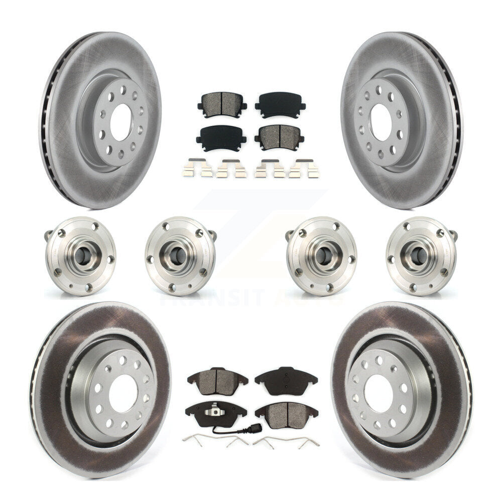Hub Bearing Coat Brake Rotor Pads Front Rear Kit (10Pc) For Volkswagen Passat CC