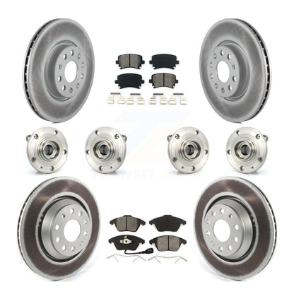 Hub Bearing Coat Brake Rotor Pads Front Rear Kit (10Pc) For Volkswagen Passat CC