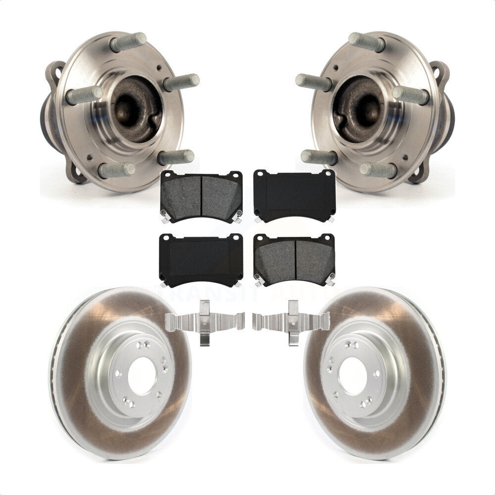 Hub Bearing Assembly Coated Disc Brake Rotor & Pad Front Kit For Hyundai Genesis