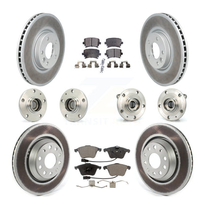 Hub Bearing Coated Disc Brake Rotor Pads Front Rear Kit (10Pc) For Volkswagen CC