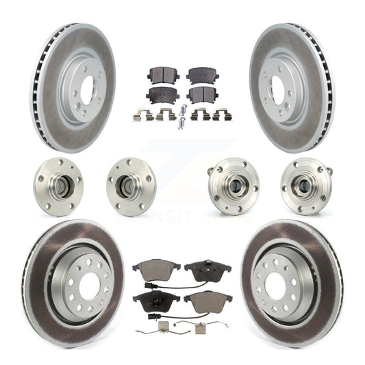 Hub Bearing Coated Disc Brake Rotor Pads Front Rear Kit (10Pc) For Volkswagen CC