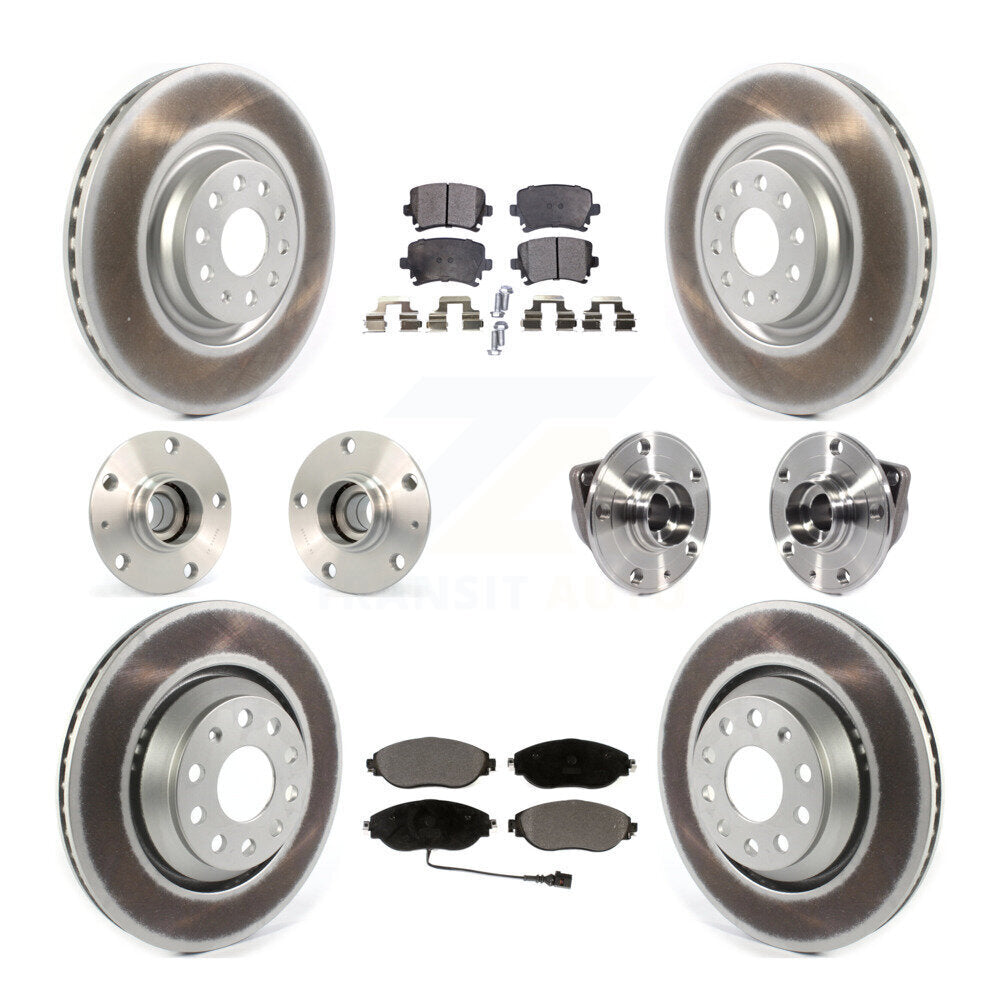 Hub Bearing Coated Disc Brake Rotor Pad Front Rear Kit (10Pc) For Volkswagen GTI