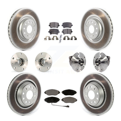 Hub Bearing Coated Disc Brake Rotor Pad Front Rear Kit (10Pc) For Volkswagen GTI