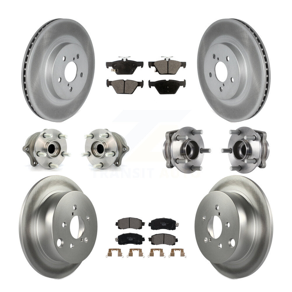 Hub Bearing Coated Brake Rotor & Pads Front Rear Kit (10Pc) For Subaru Crosstrek