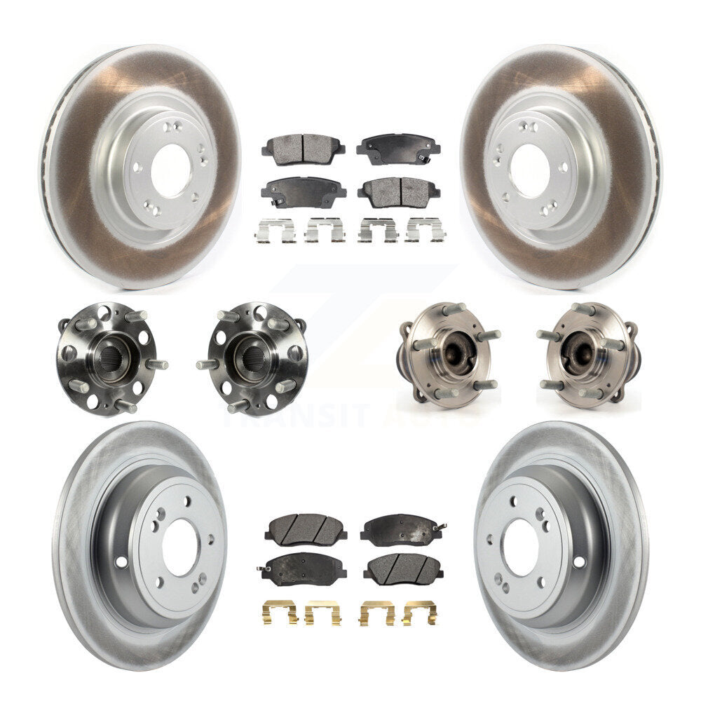 Hub Bearing Coat Brake Rotor Pads Front Rear Kit (10Pc) For Hyundai Genesis 3.8L