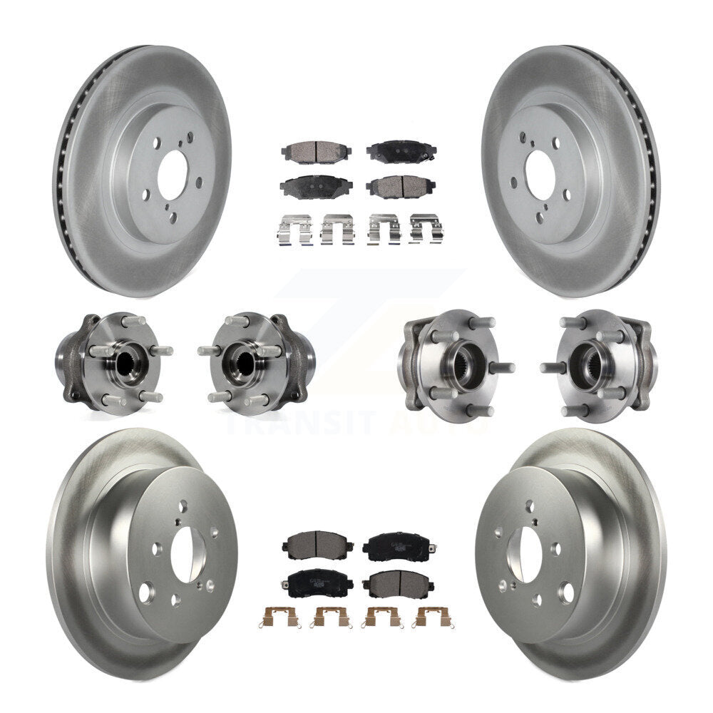 Hub Bearing Coated Brake Rotor & Pads Front Rear Kit (10Pc) For Subaru Crosstrek