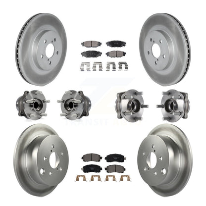 Hub Bearing Coated Brake Rotor & Pads Front Rear Kit (10Pc) For Subaru Crosstrek