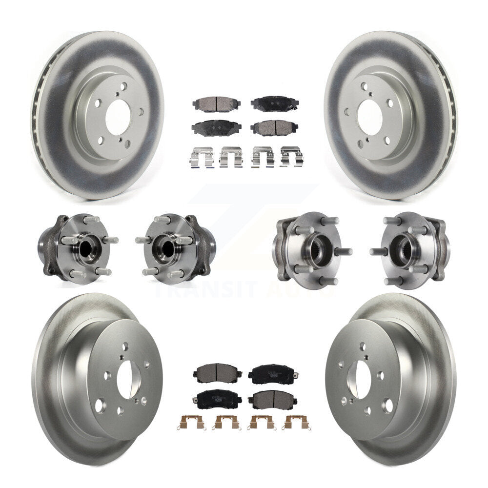 Hub Bearing Coated Disc Brake Rotor Pad Front Rear Kit (10Pc) For Subaru Impreza