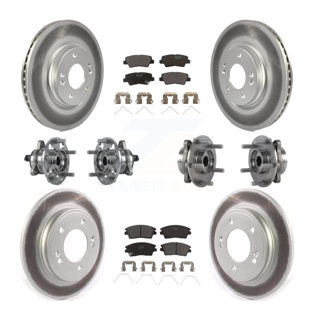 Hub Bearing Coat Brake Rotor Pads Front Rear Kit (10Pc) For Hyundai Elantra 1.6L