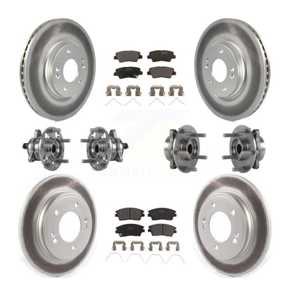 Hub Bearing Coat Brake Rotor Pads Front Rear Kit (10Pc) For Hyundai Elantra 1.6L