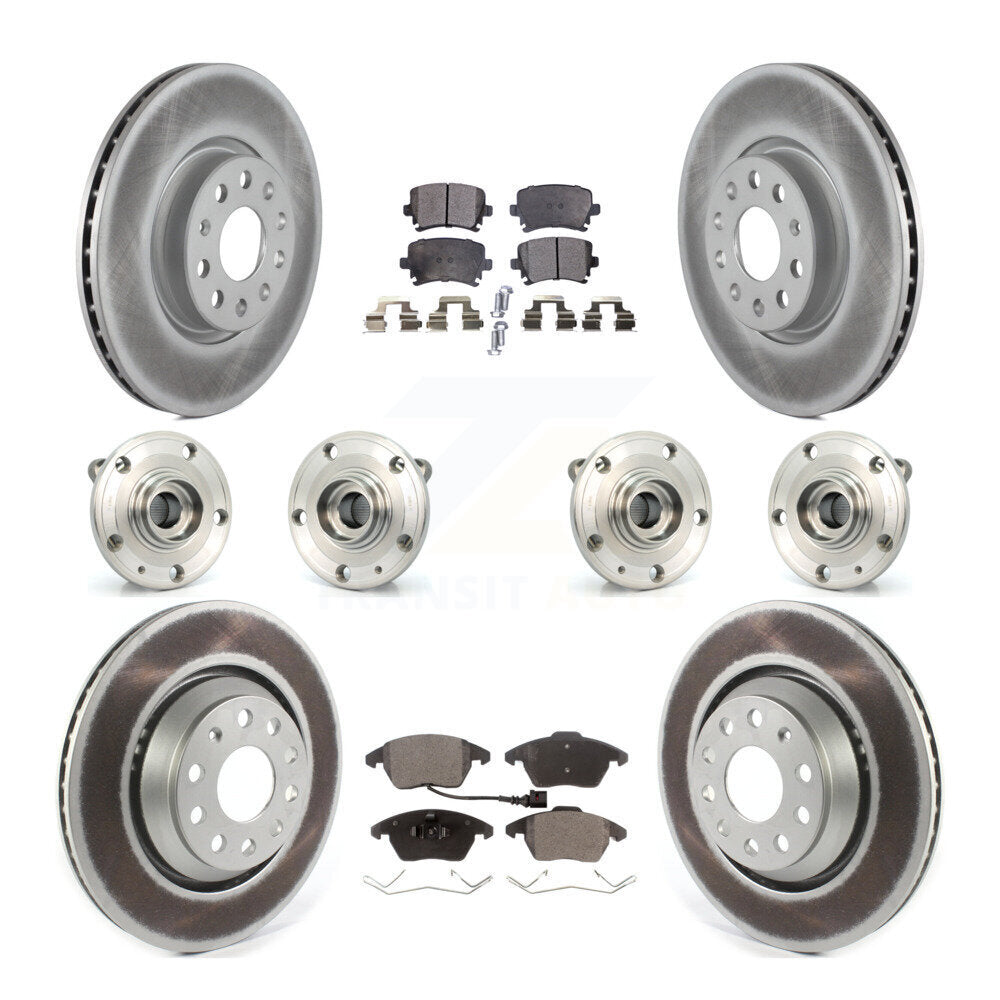 Hub Bearing Coat Brake Rotor Pads Front Rear Kit (10Pc) For Volkswagen Passat CC