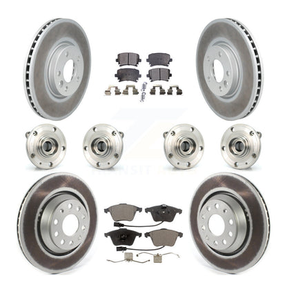 Hub Bearing Coated Disc Brake Rotor Pads Front Rear Kit (10Pc) For Volkswagen CC