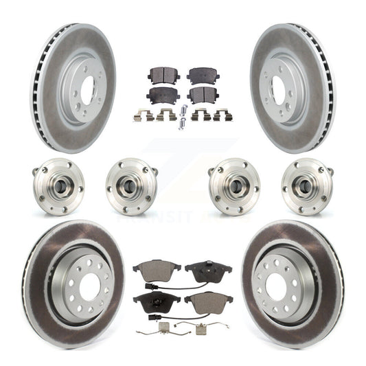 Hub Bearing Coated Disc Brake Rotor Pads Front Rear Kit (10Pc) For Volkswagen CC