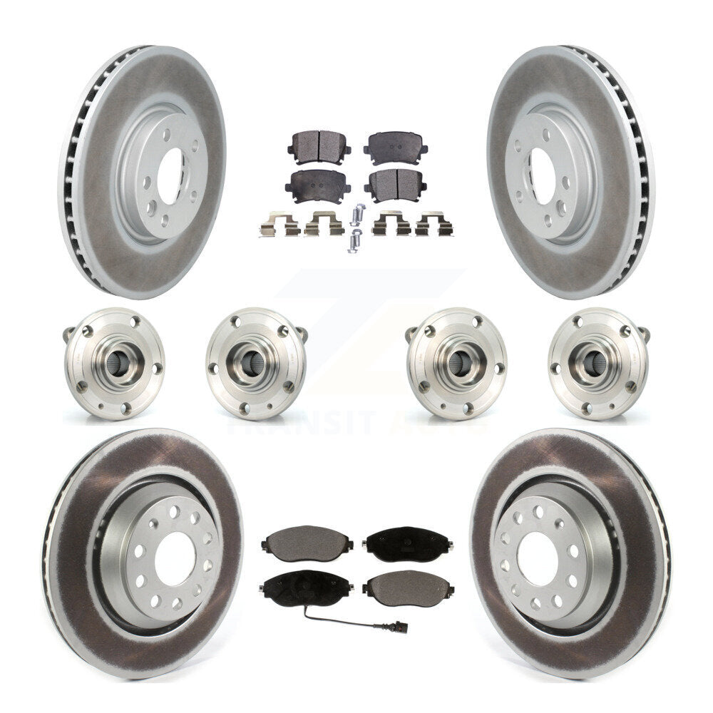 Hub Bearing Coated Brake Rotor & Pad Front Rear Kit (10Pc) For Volkswagen CC AWD