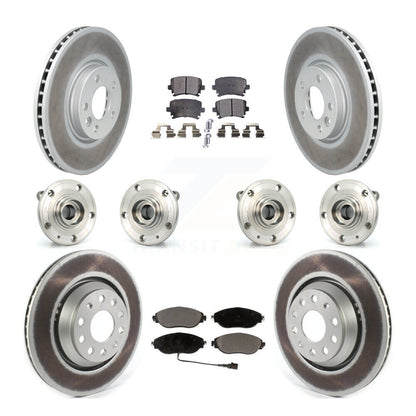 Hub Bearing Coated Brake Rotor & Pad Front Rear Kit (10Pc) For Volkswagen CC AWD