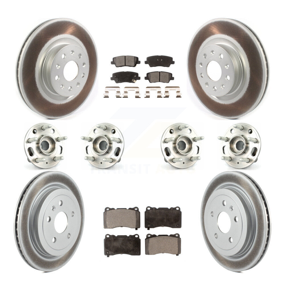 Hub Bearing Coated Disc Brake Rotor & Pad Front Rear Kit (10Pc) For Cadillac CTS