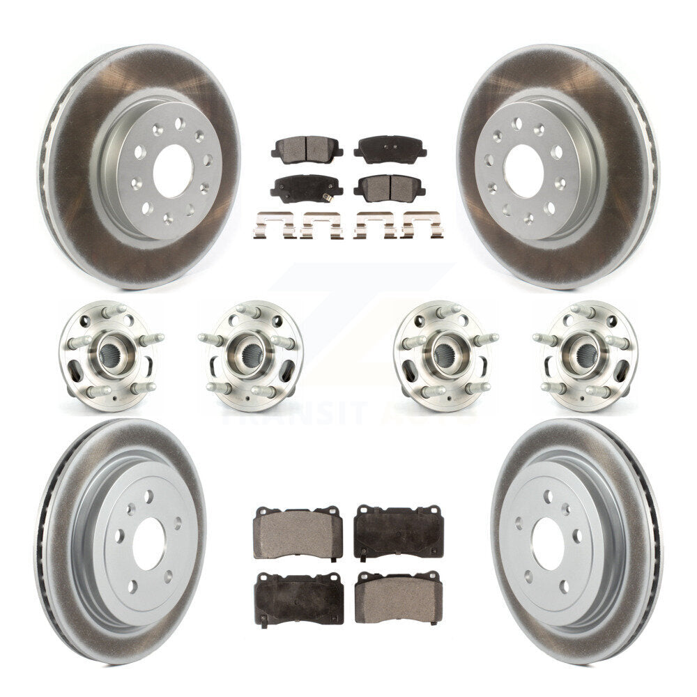 Hub Bearing Coated Disc Brake Rotor & Pad Front Rear Kit (10Pc) For Cadillac CTS