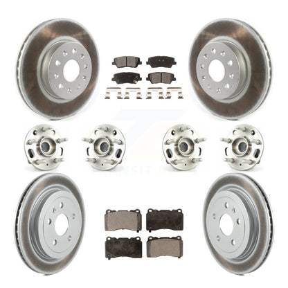 Hub Bearing Coated Disc Brake Rotor & Pad Front Rear Kit (10Pc) For Cadillac CTS