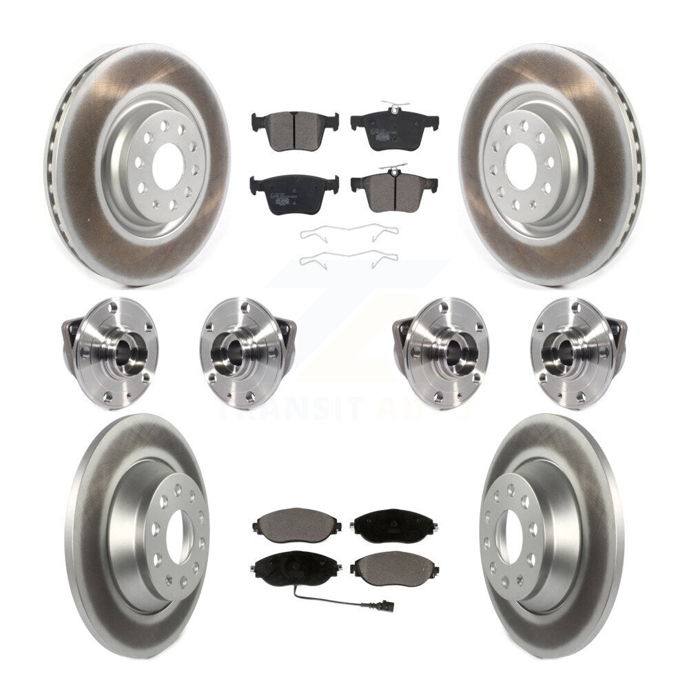 Hub Bearing Coat Brake Rotor Pad Front Rear Kit (10Pc) For Volkswagen Tiguan AWD