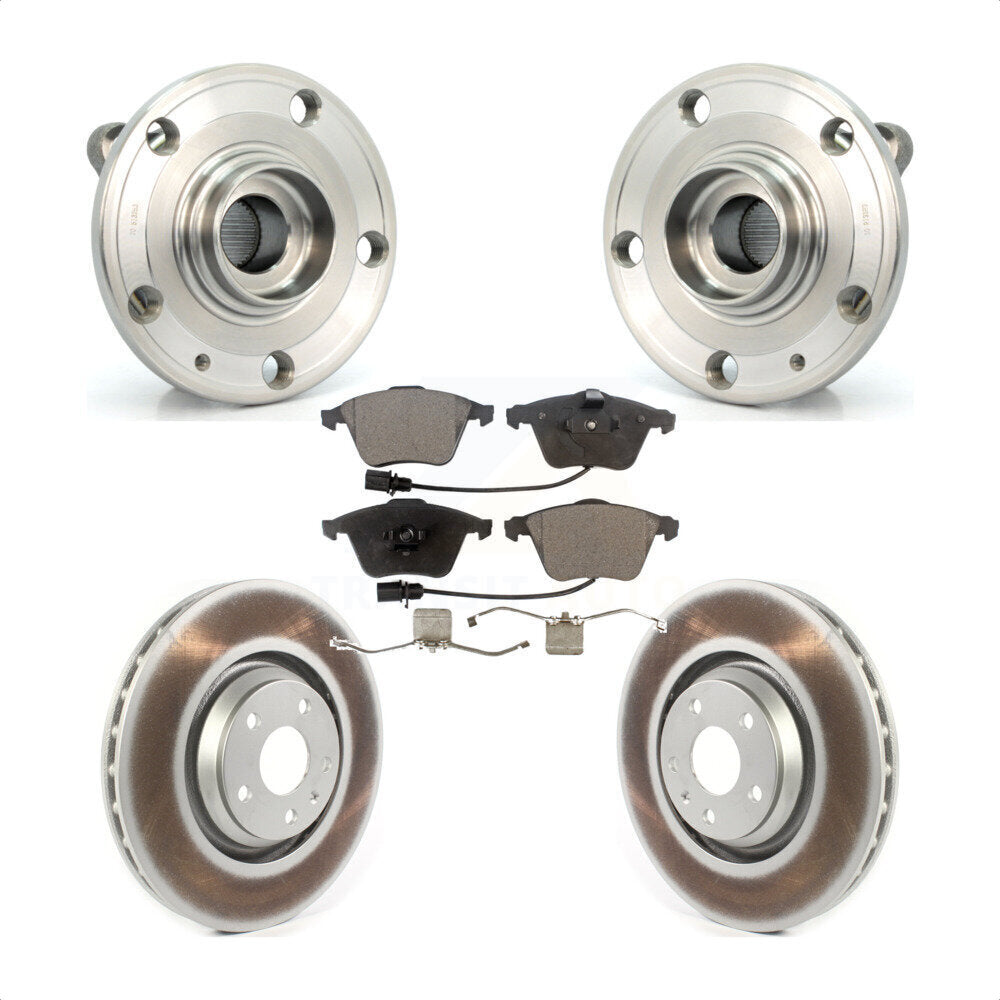 Hub Bearing Assembly Coated Brake Rotor & Pads Front Kit For Audi TT Quattro TTS