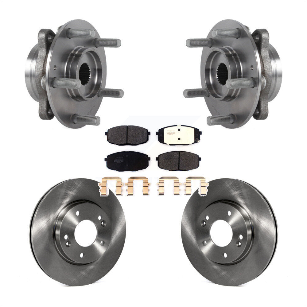 Hub Bearing Brake Rotor & Pads Front Kit For Kia Forte Hyundai Elantra GT Forte5
