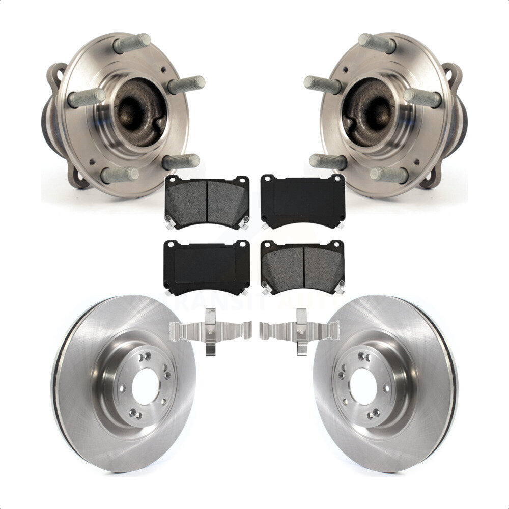 Hub Bearing Assembly Disc Brake Rotor & Pads Front Kit For Hyundai Genesis Equus