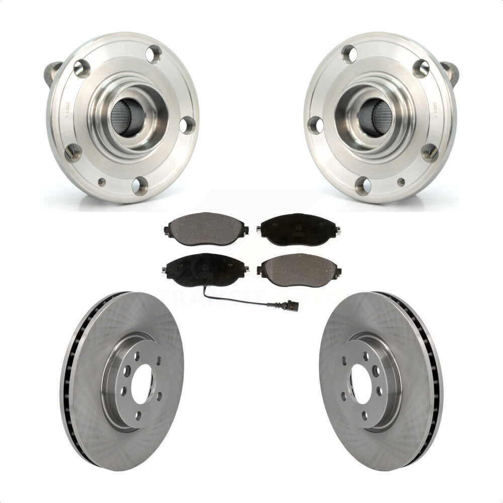 Hub Bearing Assembly Disc Brake Rotors And Pads Front Kit For Volkswagen CC AWD