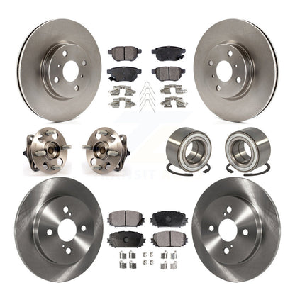 Hub Bearings Disc Brake Rotors And Pads Front Rear Kit (10Pc) For Toyota Yaris