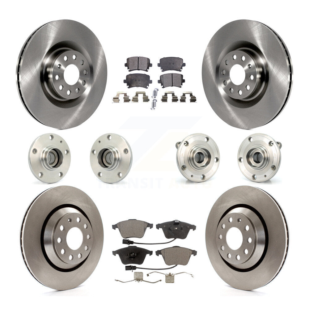 Hub Bearing Disc Brake Rotor Pads Front Rear Kit (10Pc) For Volkswagen Passat CC