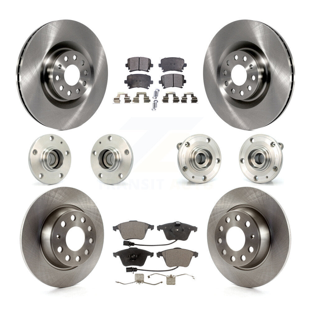 Hub Bearing Disc Brake Rotor And Pad Front Rear Kit (10Pc) For Volkswagen Passat