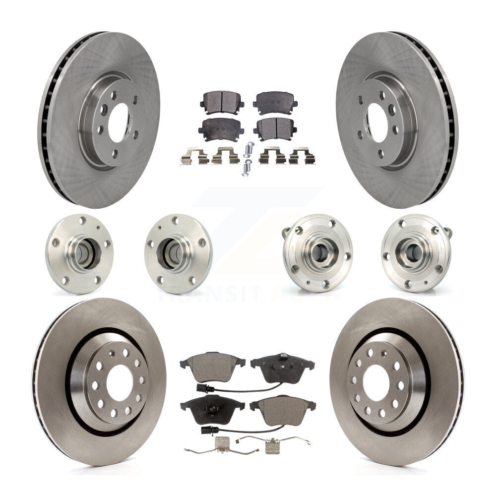 Hub Bearings Disc Brake Rotors And Pads Front Rear Kit (10Pc) For Volkswagen CC