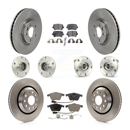 Hub Bearings Disc Brake Rotors And Pads Front Rear Kit (10Pc) For Volkswagen CC