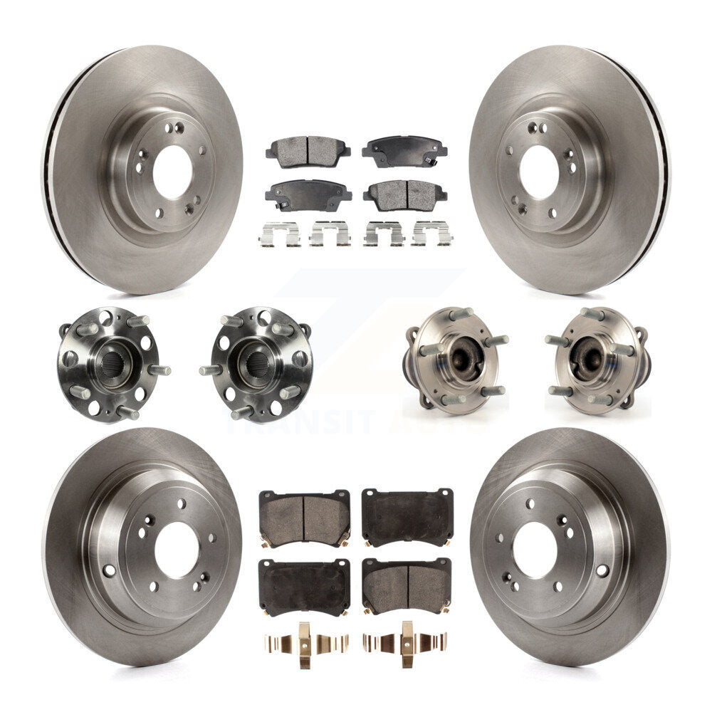 Hub Bearing Disc Brake Rotors And Pads Front Rear Kit (10Pc) For Hyundai Genesis