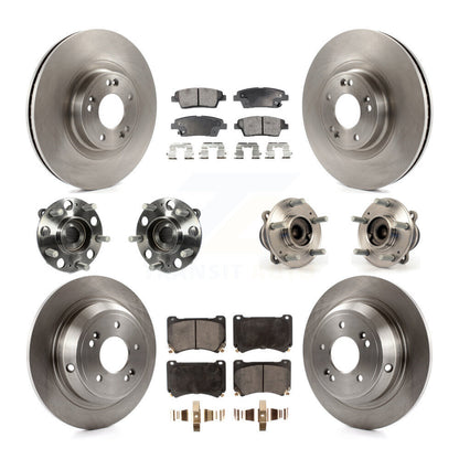 Hub Bearing Disc Brake Rotors And Pads Front Rear Kit (10Pc) For Hyundai Genesis