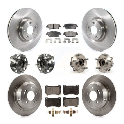 Hub Bearing Brake Rotor Pad Front Rear Kit (10Pc) For 12-14 Hyundai Genesis 5.0L