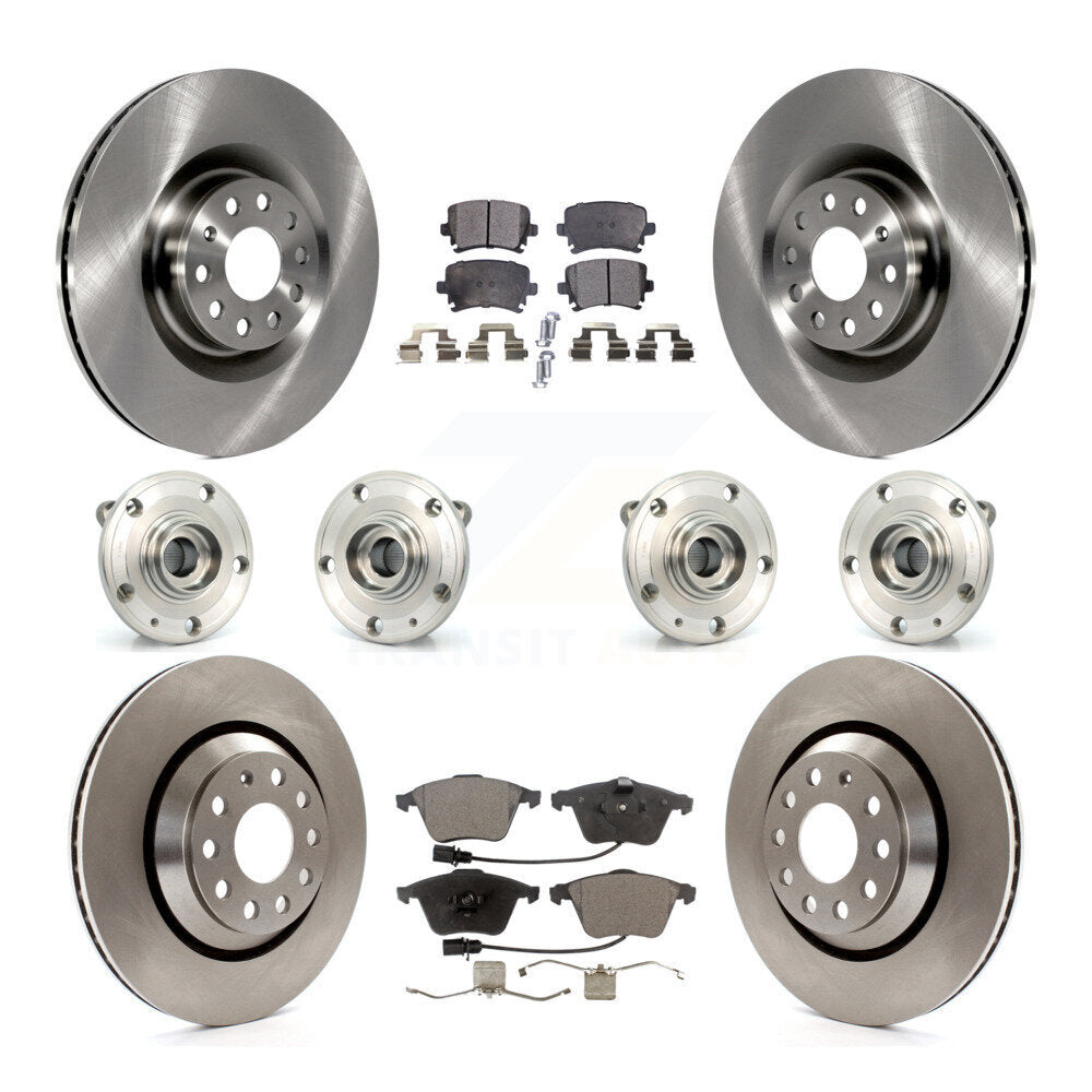 Hub Bearing Brake Rotor Pads Front Rear Kit (10Pc) For Volkswagen Passat CC Golf