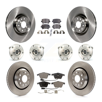 Hub Bearing Brake Rotor Pads Front Rear Kit (10Pc) For Volkswagen Passat CC Golf