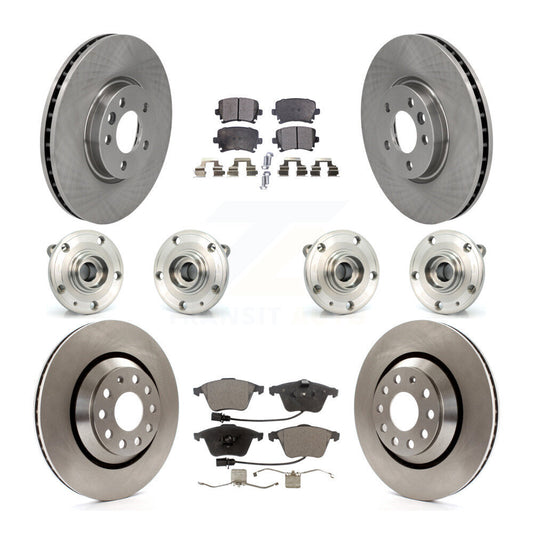 Hub Bearings Disc Brake Rotors And Pads Front Rear Kit (10Pc) For Volkswagen CC