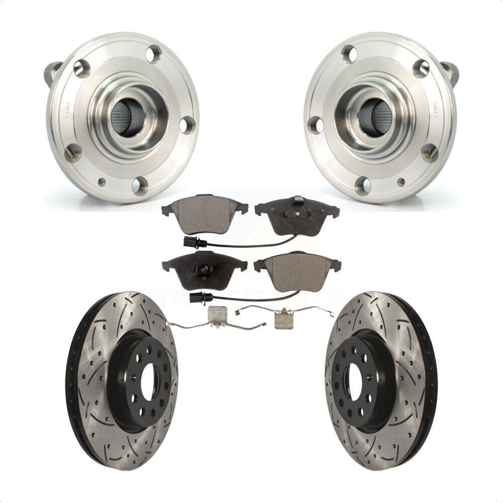 Hub Bearing Assembly Coat Drill Slot Brake Rotor Pad Front Kit For Volkswagen CC