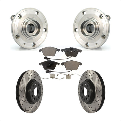 Hub Bearing Assembly Coat Drill Slot Brake Rotor Pad Front Kit For Volkswagen CC