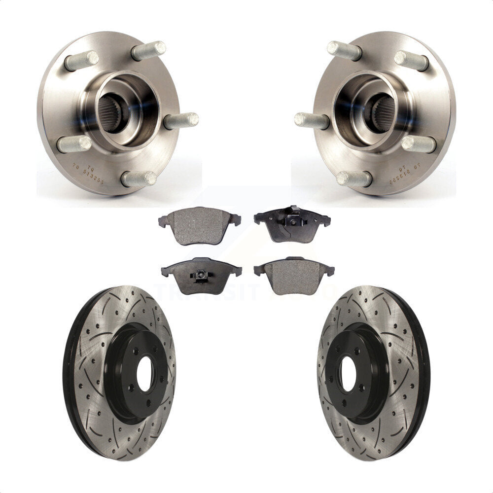 Hub Bearing Assembly Drill Slot Brake Rotor Pads Front Kit For Volvo S40 V50 C70