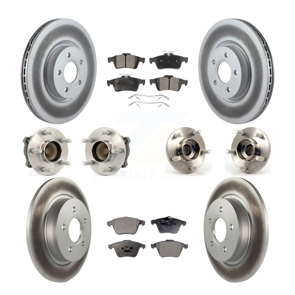 Hub Bearing Coated Brake Rotor & Pad Front Rear Kit (10Pc) For Volvo S40 V50 C70