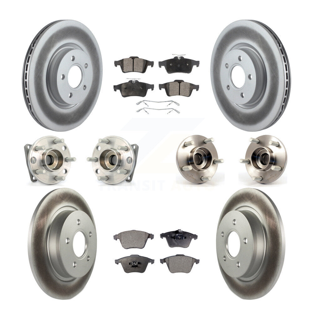 Hub Bearing Coated Brake Rotor & Pad Front Rear Kit (10Pc) For Volvo S40 V50 AWD
