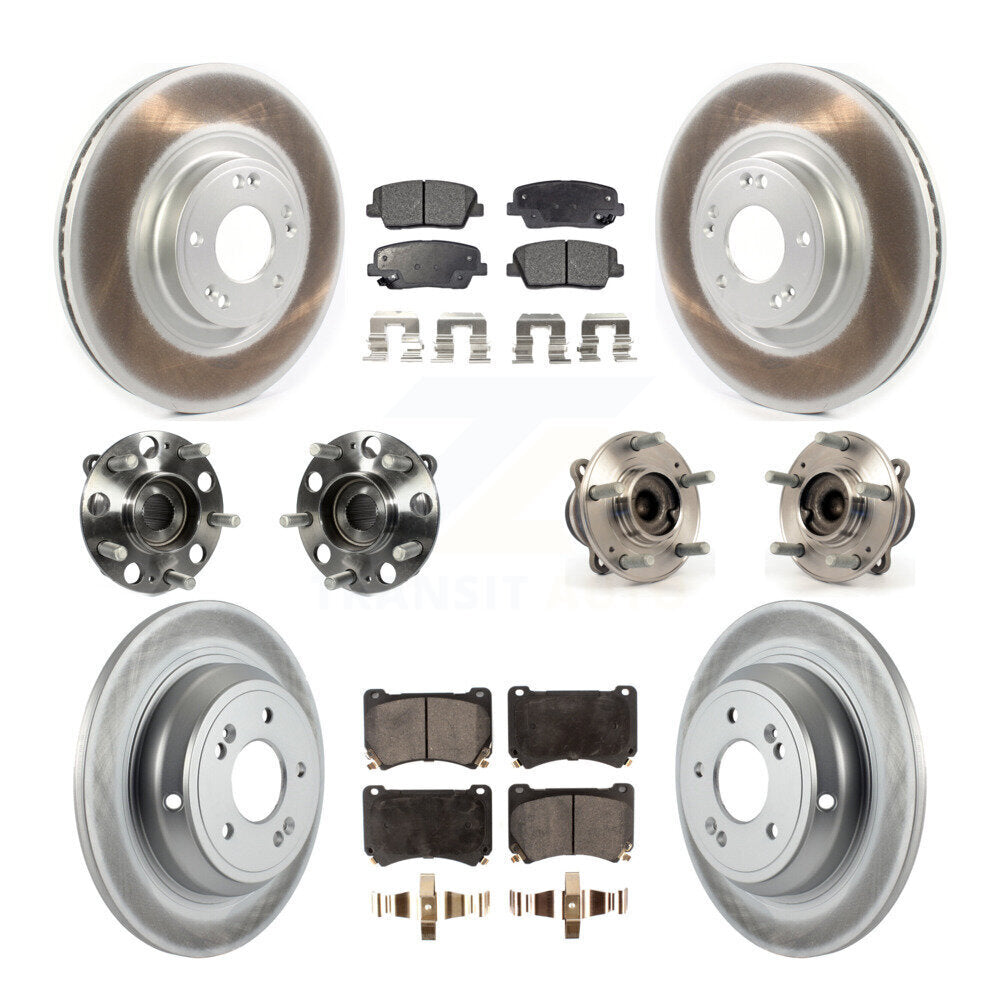Hub Bearing Coat Brake Rotor Pads Front Rear Kit (10Pc) For Hyundai Genesis 4.6L