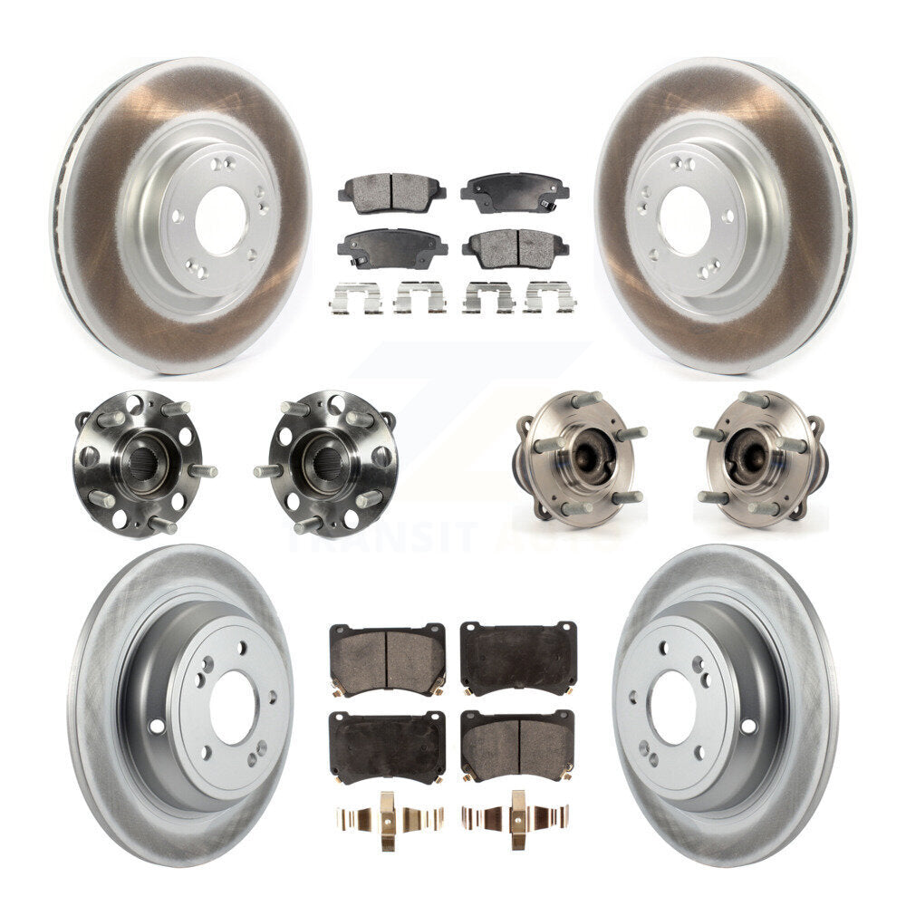 Hub Bearing Coated Brake Rotor And Pad Front Rear Kit (10Pc) For Hyundai Genesis