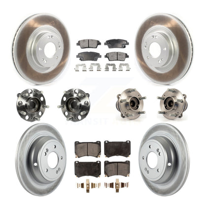 Hub Bearing Coated Brake Rotor And Pad Front Rear Kit (10Pc) For Hyundai Genesis