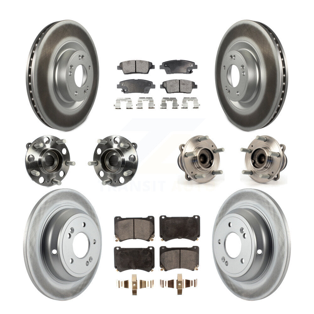 Hub Bearing Coat Brake Rotor Pads Front Rear Kit (10Pc) For Hyundai Genesis 5.0L