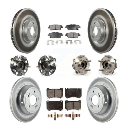 Hub Bearing Coat Brake Rotor Pads Front Rear Kit (10Pc) For Hyundai Genesis 5.0L