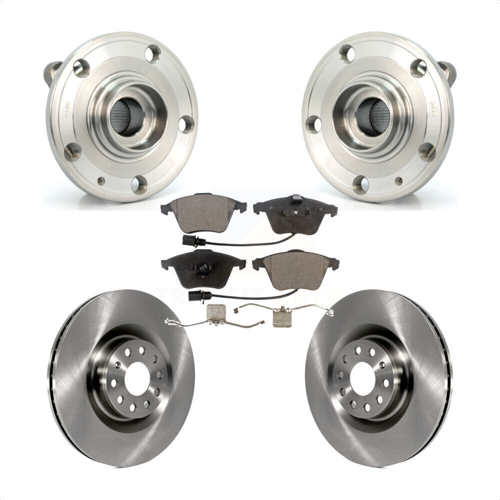 Hub Bearing Assembly Brake Rotor & Pad Front Kit For Volkswagen Passat CC Golf R