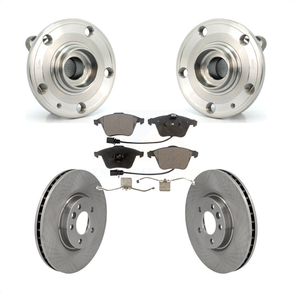 Hub Bearing Assembly Disc Brake Rotors And Pads Front Kit For Volkswagen CC